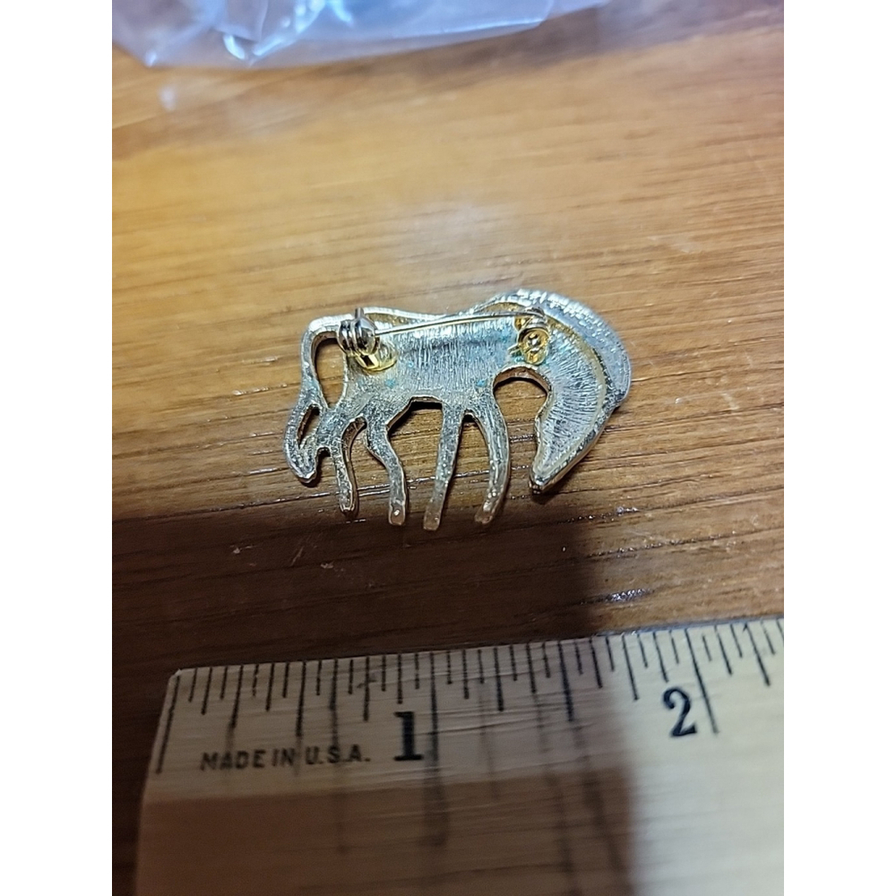 Vintage Gold Tone Alloy Modernist Animal Zebra Brooch Pin Costume Jewelry - Picture 3 of 5